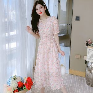 2023 Summer Lady Sweet Fresh Ruffle Chiffon Dress