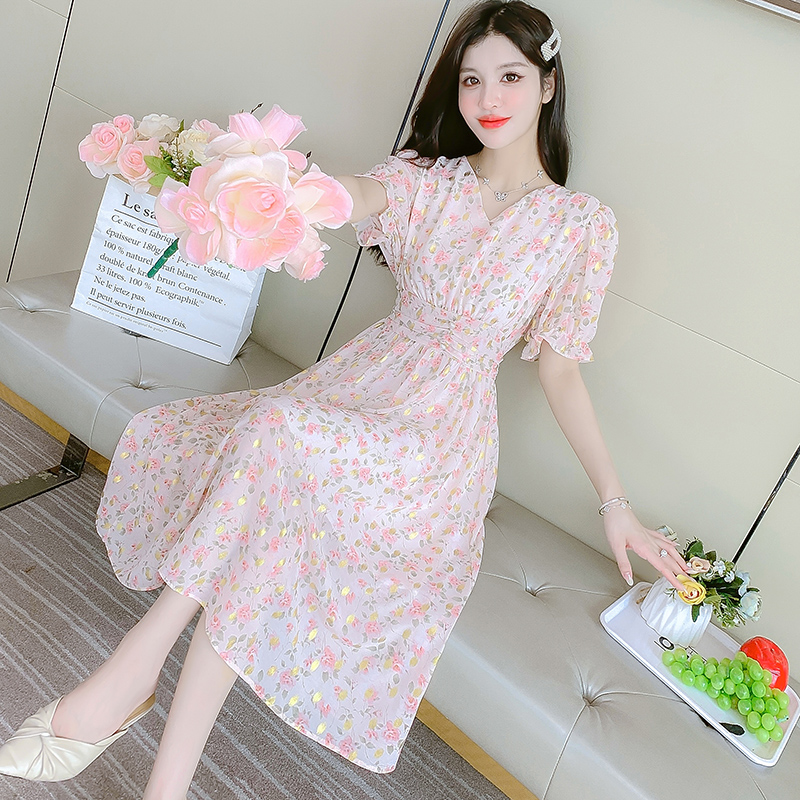 2023 Summer Lady Sweet Fresh Ruffle Chiffon Dress - Image 3