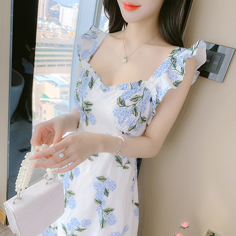 2023 Summer Sleeveless Sweet Rui Li Fresh Plant Floral Dress - Image 4