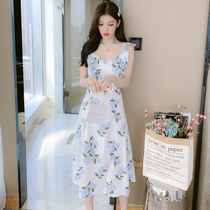 2023 Summer Sleeveless Sweet Rui Li Fresh Plant Floral Dress - Image 5