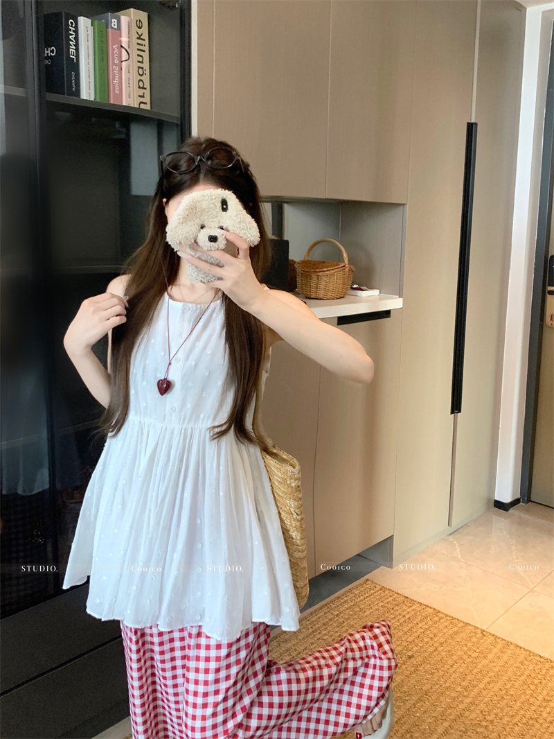Sweet Heart Print Puff Vest Top Sleeveless Shirt for Women