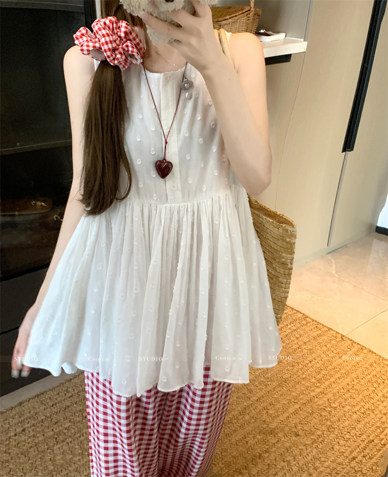 Sweet Heart Print Puff Vest Top Sleeveless Shirt for Women - Image 3