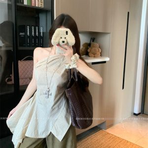 Striped Off-Shoulder Top with Irregular Hem Summer 2026
