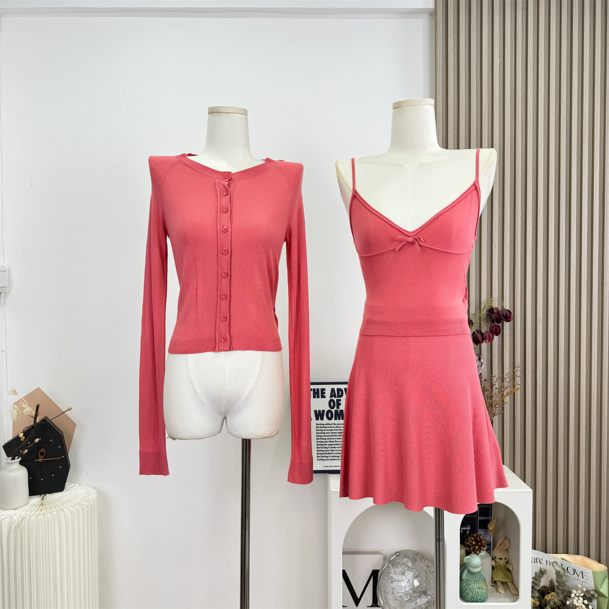 Women's Girly Knit Cardigan Cami 3-Piece Set Summer Slimming Sweet Outfit - Image 5