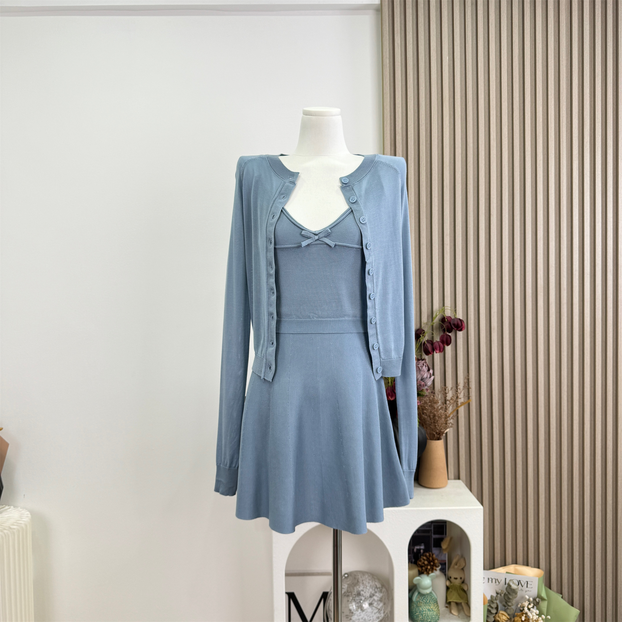 Women's Girly Knit Cardigan Cami 3-Piece Set Summer Slimming Sweet Outfit - Image 4