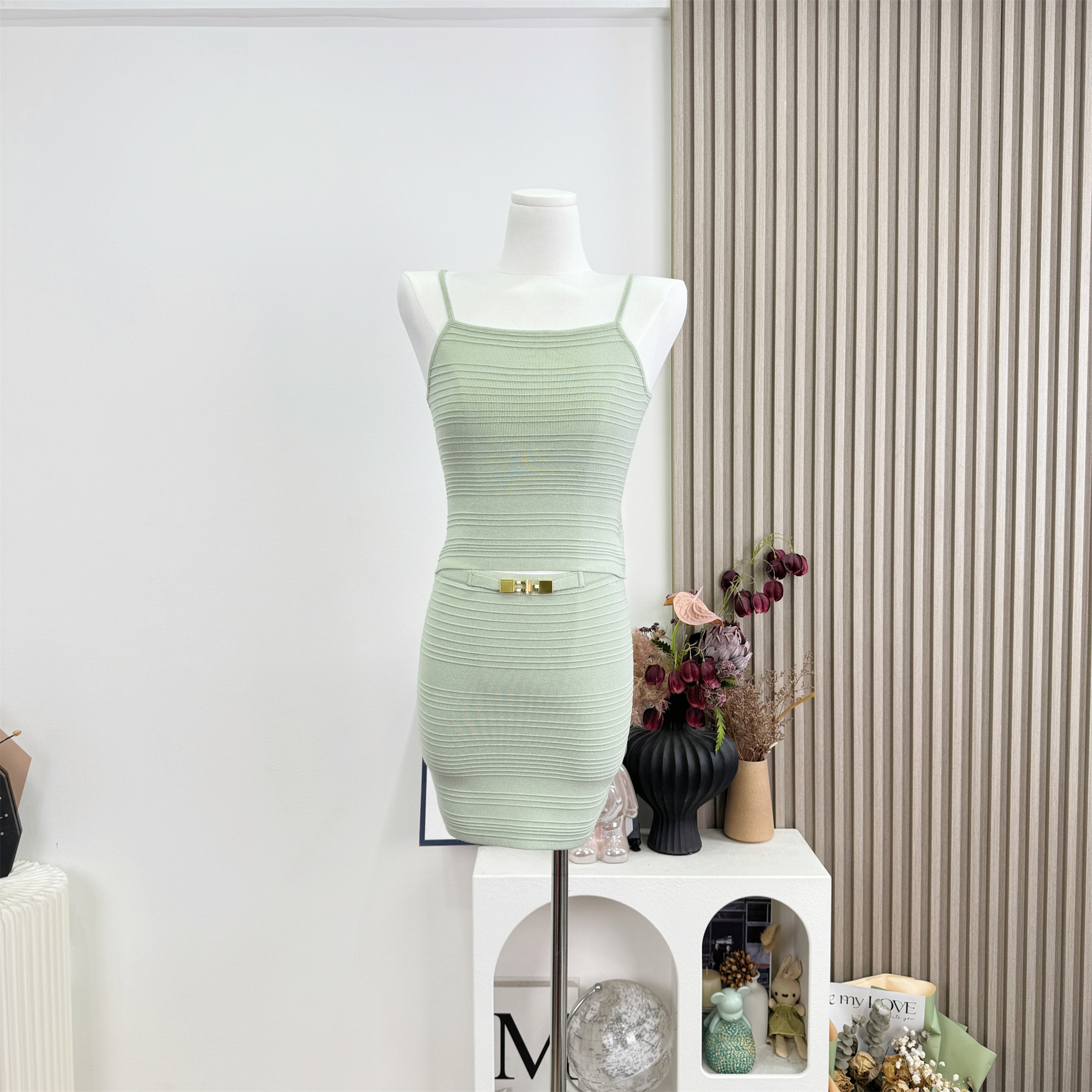 Elegant Knit Cami Top and Bodycon Mini Skirt Two-Piece Set for Women - Image 5