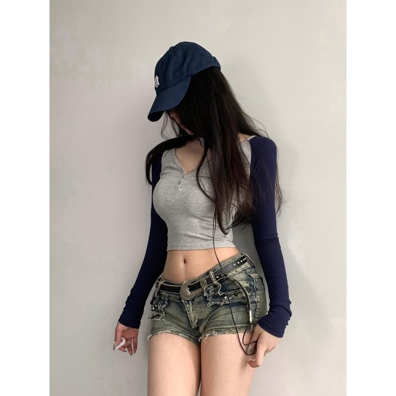 Women's Color Block V-Neck Short Sleeve T-Shirt 2026 Summer Casual Top - Image 4