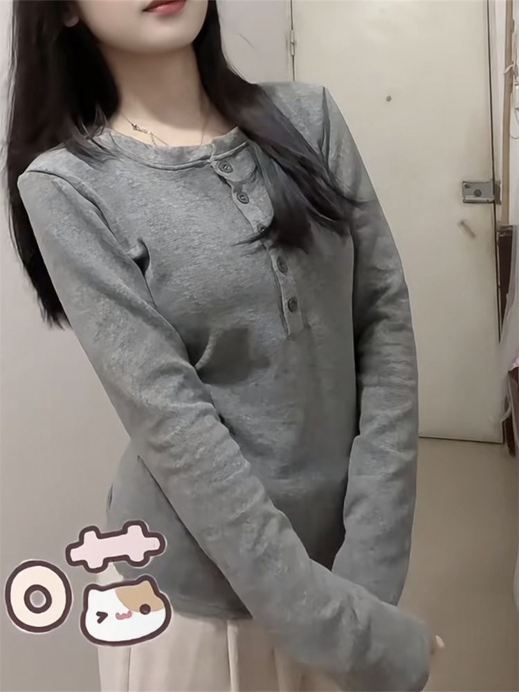 Korean Long Sleeve Slim Fit Warm Base Layer Top Women 2026 Fall New Relaxed French Drape - Image 4