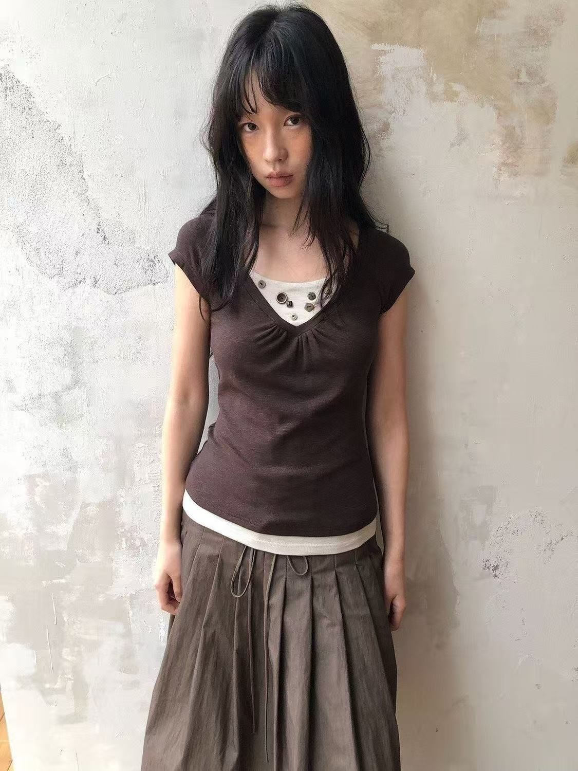 Women's Short Sleeve Slim Fit Commuter T-Shirt Korean Elegant Top - Image 4